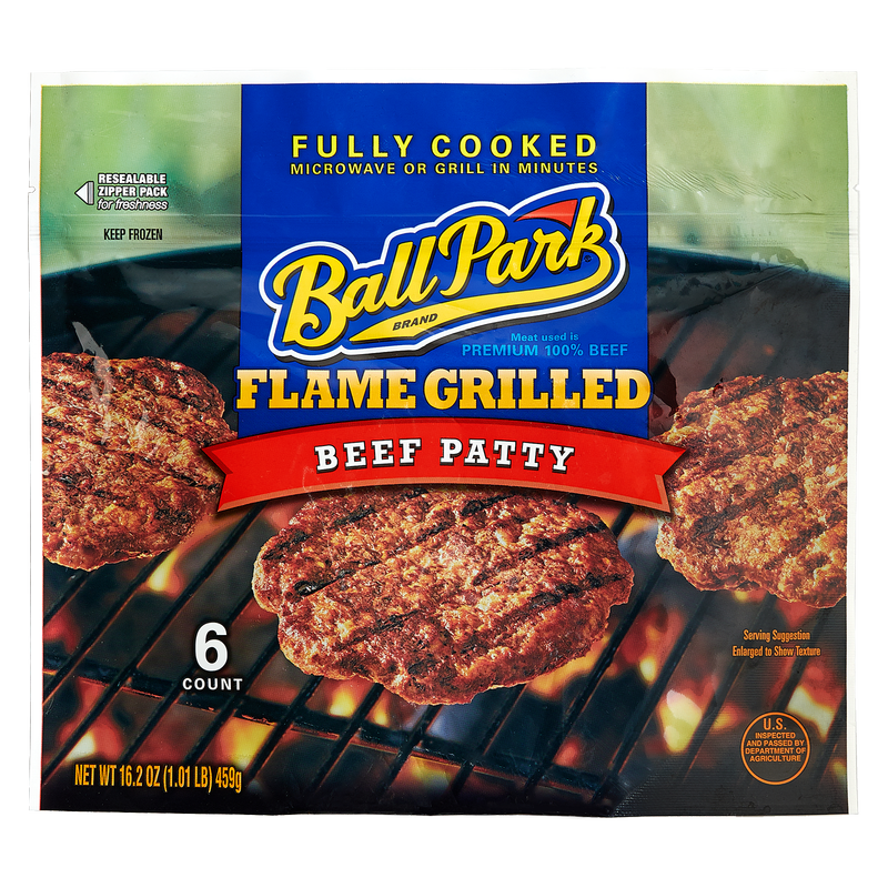 Ball Park Frozen Flamed Grilled Original Beef Patties 6ct 16.2oz