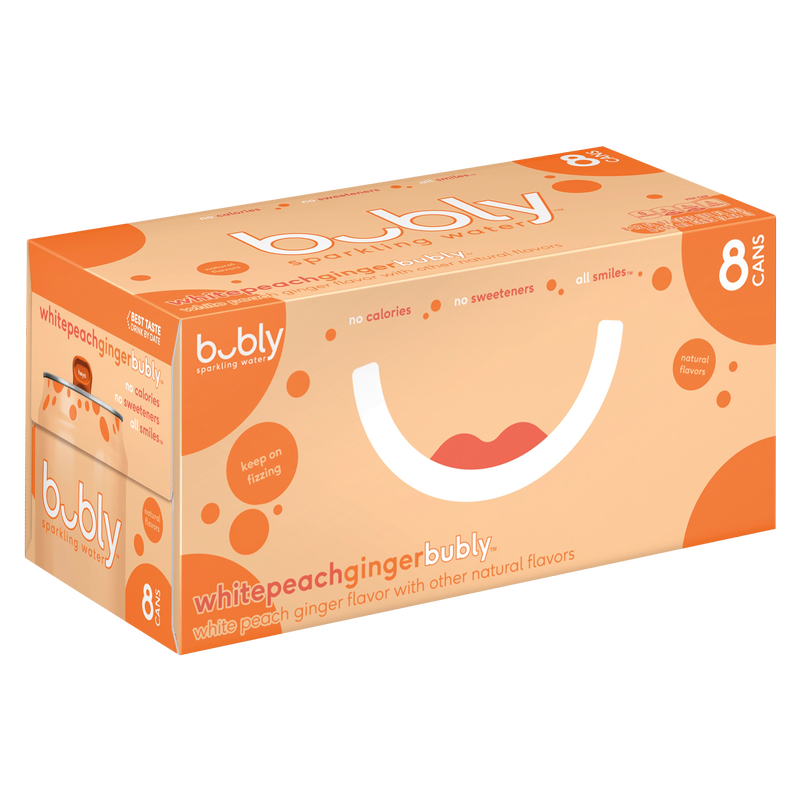 Bubly White Peach Ginger 8pk 12oz Can