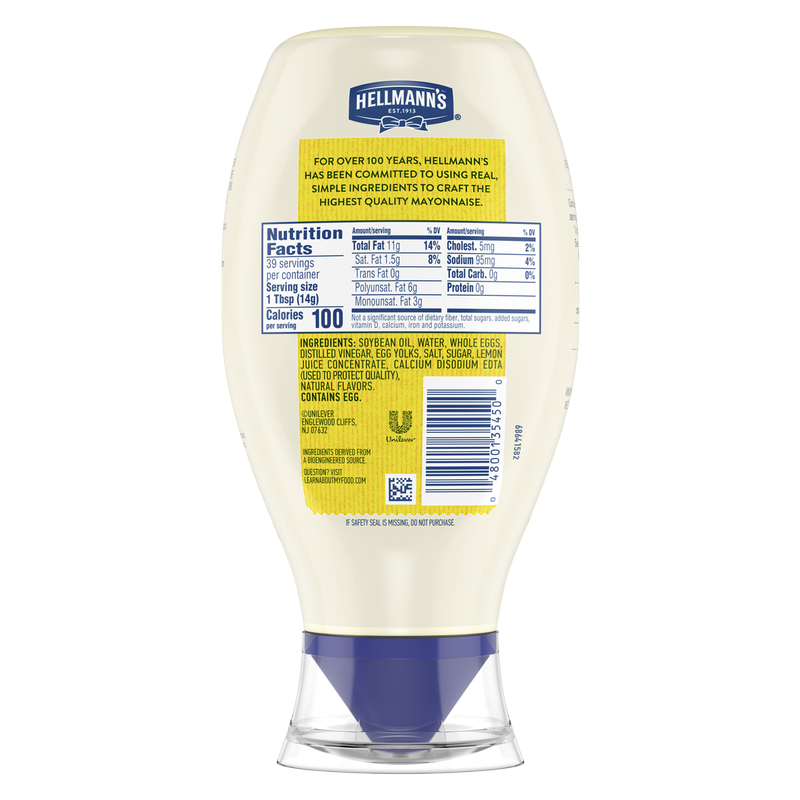 Hellmann's Real Mayonnaise Easy Out Squeeze Bottle 20oz