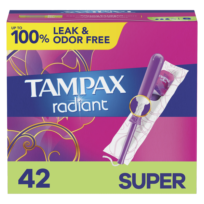 Tampax Radiant Tampons Super Absorbency, Unscented, 42 Count