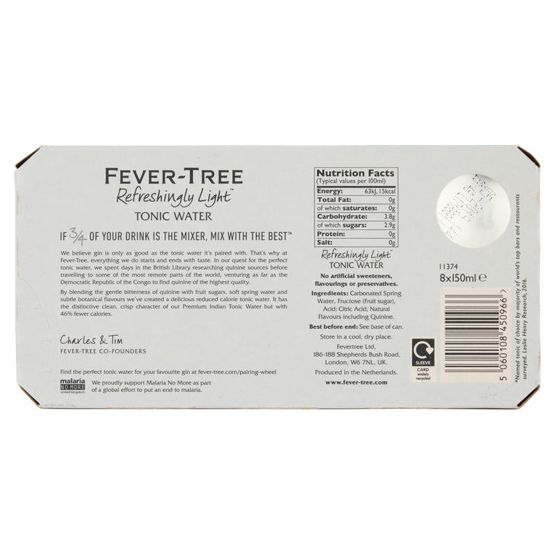 Fever Tree Refreshingly Light Tonic Water, 8 x 150ml