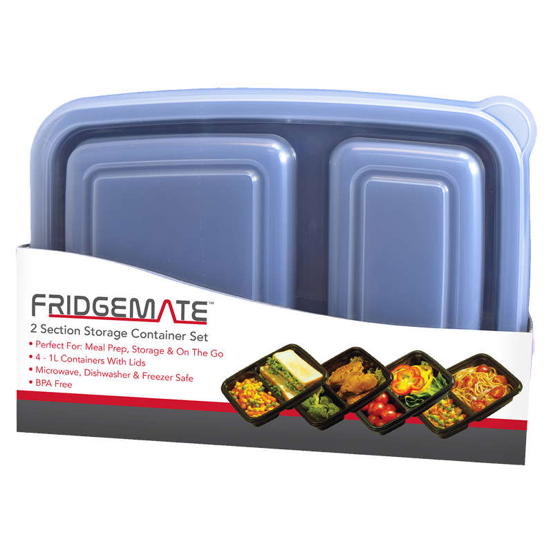 Fridgemate Divided Meal Prep Containers 4pk