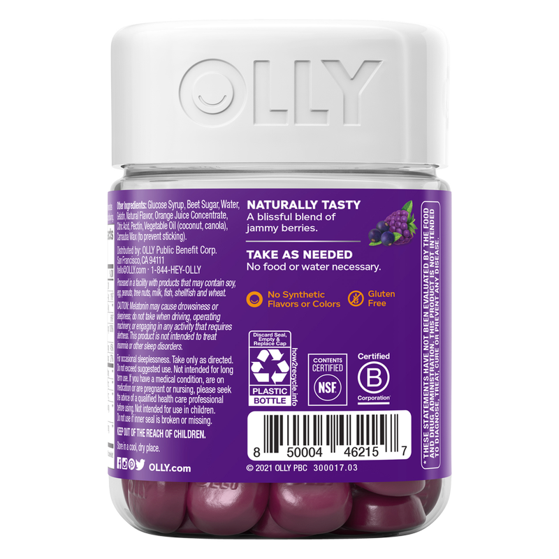 OLLY Immunity Sleep + Elderberry Gummies Midnight Berry 36ct