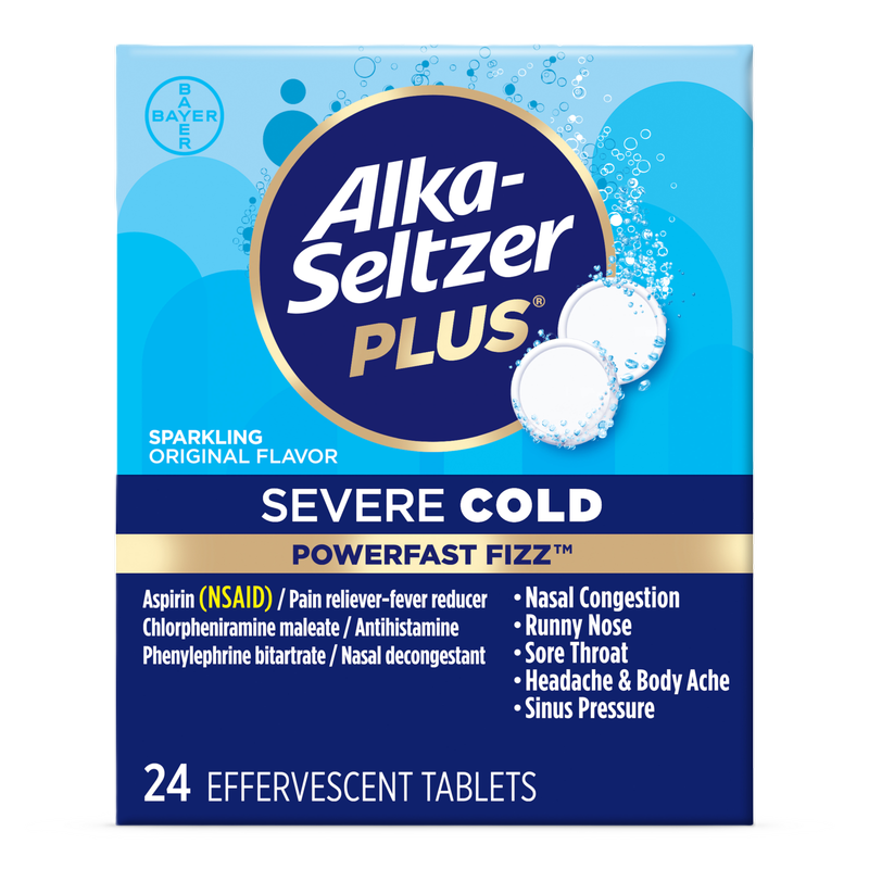 Alka-Seltzer Plus Powerfast Fizz Severe Cold Sparkling Original 24ct