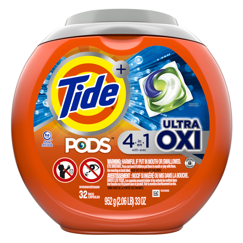 Tide PODS Liquid Laundry Detergent Pacs with Ultra Oxi 32ct