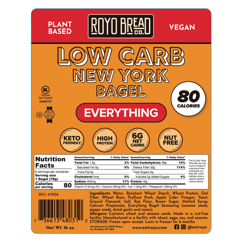 Royo Frozen Low Carb New York Everything Bagels - 16oz