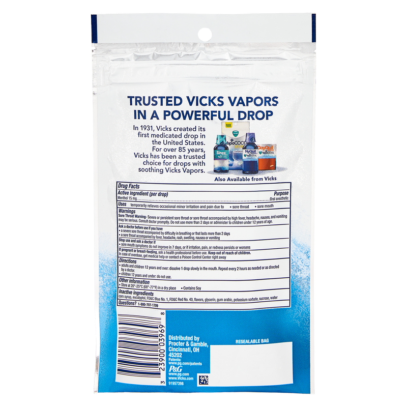 Vicks VapoCool Medicated Drops Cool Blue 20ct