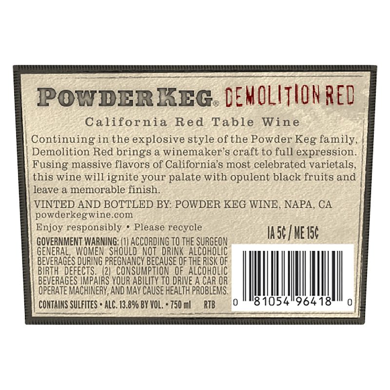 Powder Keg Demolition Red 750ml Alcohol fast delivery by App or Online
