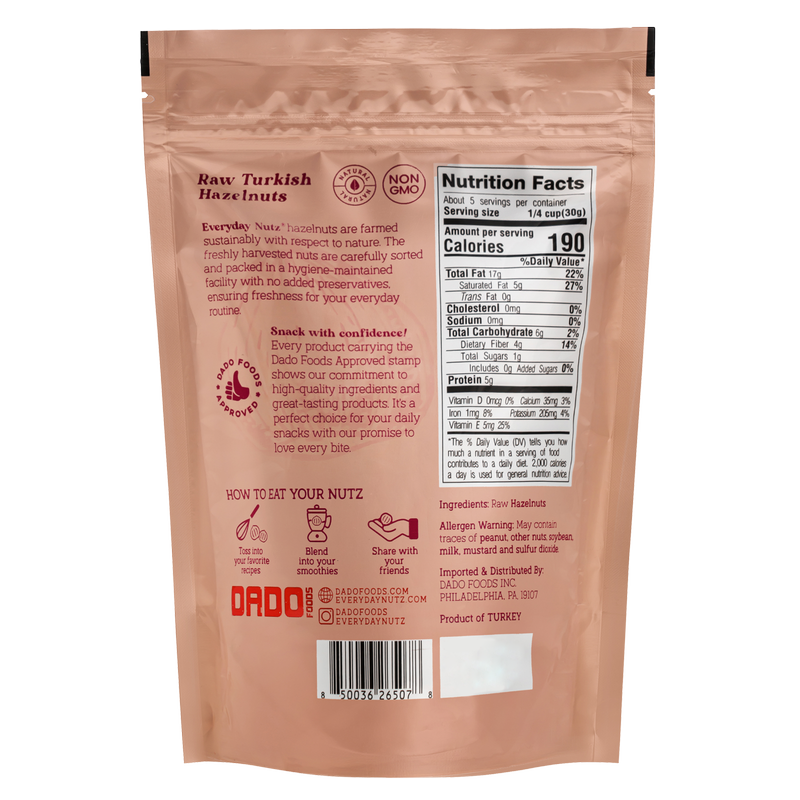 Everyday Nutz Raw Hazelnuts 5oz Snacks fast delivery by App or Online