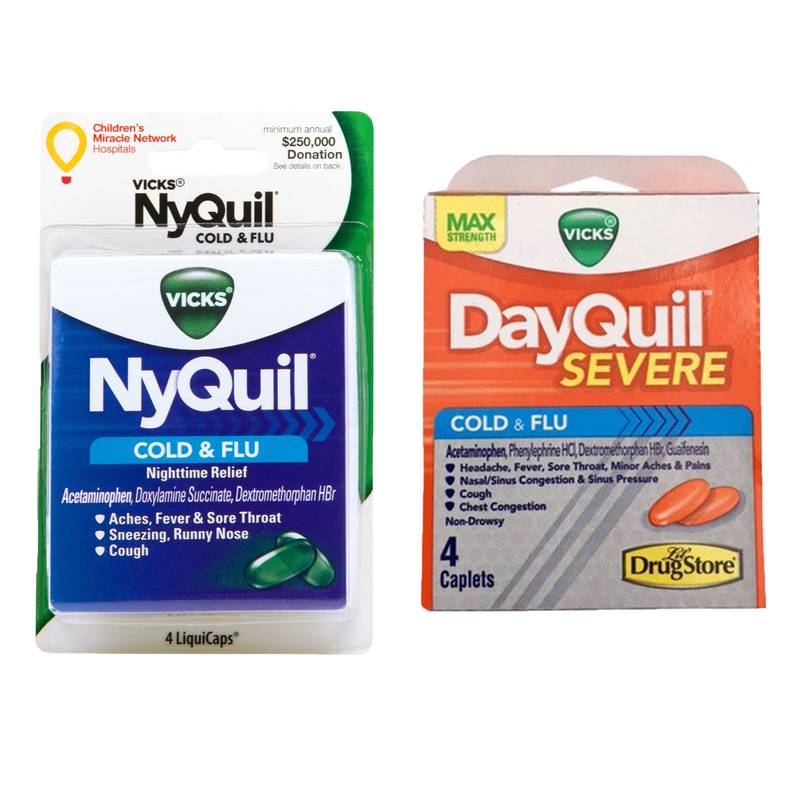 Vicks NyQuil & Dayquil Severe Cold & Flu Tablets 4ct Each