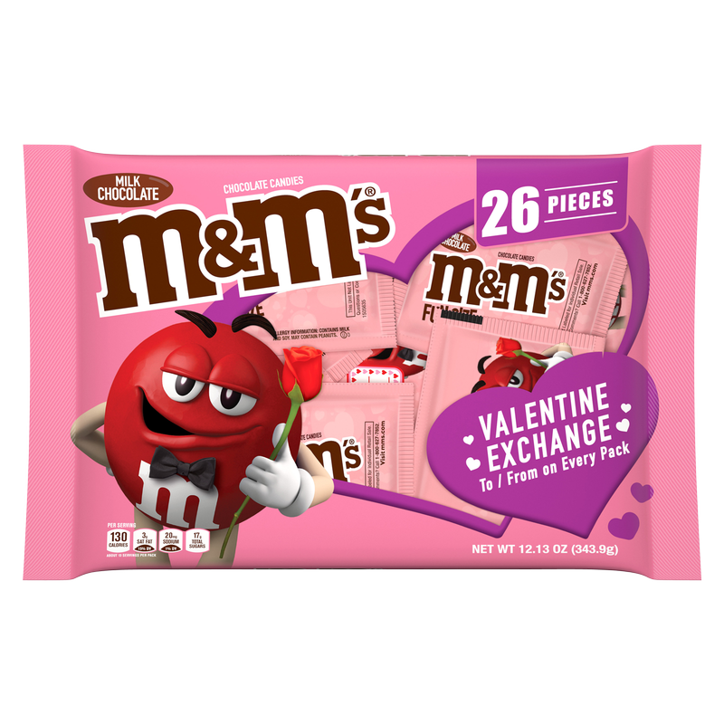 M&M’s Fun Size Milk Chocolate Candies Valentine Exchange Bag 27ct 12.13oz