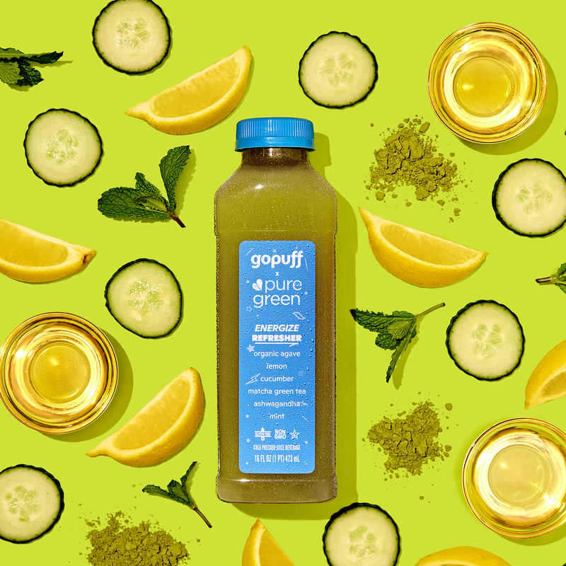 Gopuff x Pure Green Energize Juice Refresher 16 oz