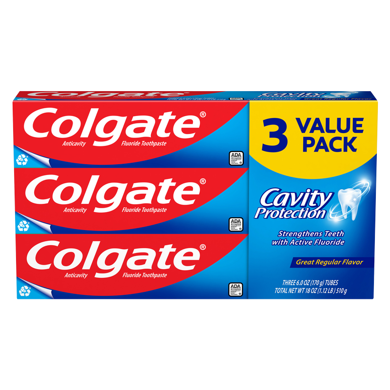 Colgate Cavity Protection Regular Flavor Toothpaste 6oz 3ct