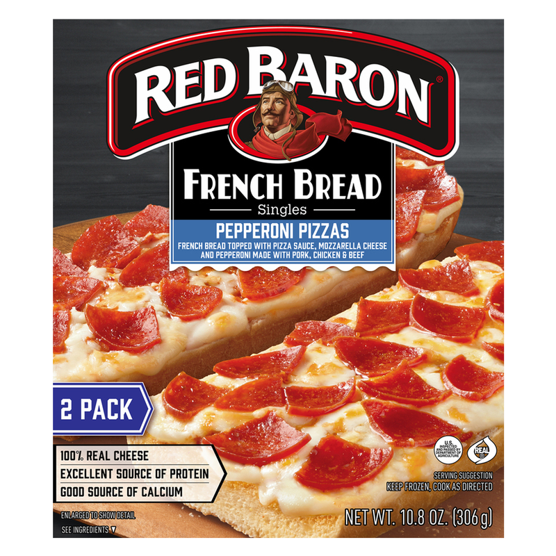 Red Baron Frozen French Bread Singles Pepperoni Pizza 2ct 10.8oz