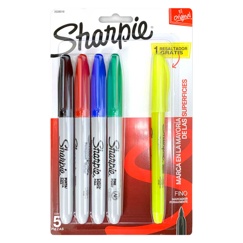 Sharpie Assorted Colors Permanent Marker 4ct + Yellow Highlighter