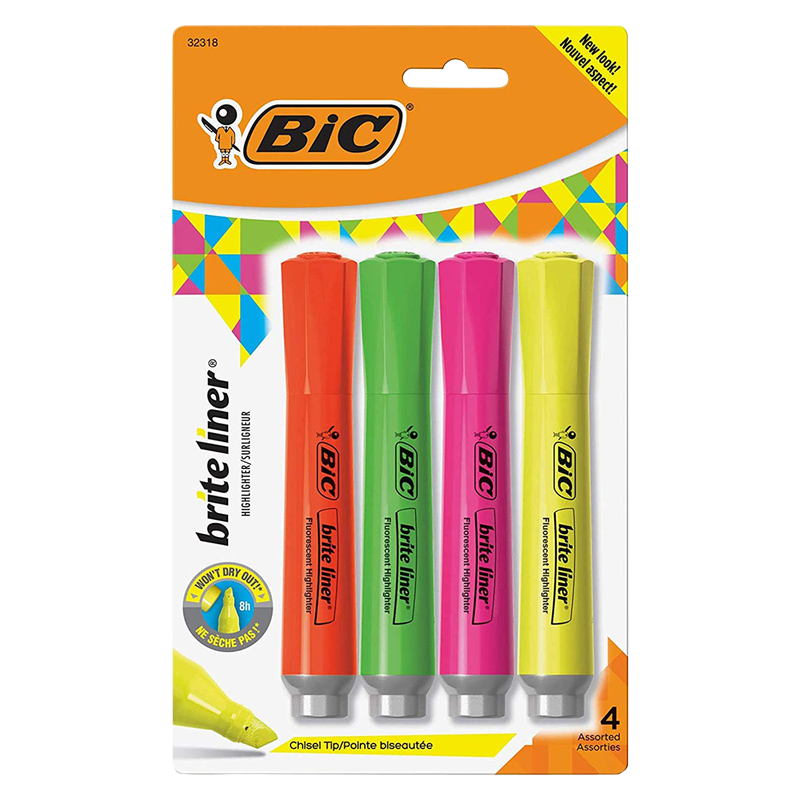 Bic Brite Liner Fluorescent Highlighters 4ct