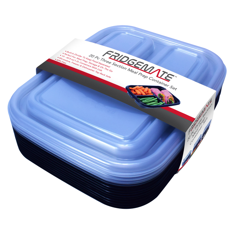 Fridgemate 3-Section Meal Prep Container Set 20ct