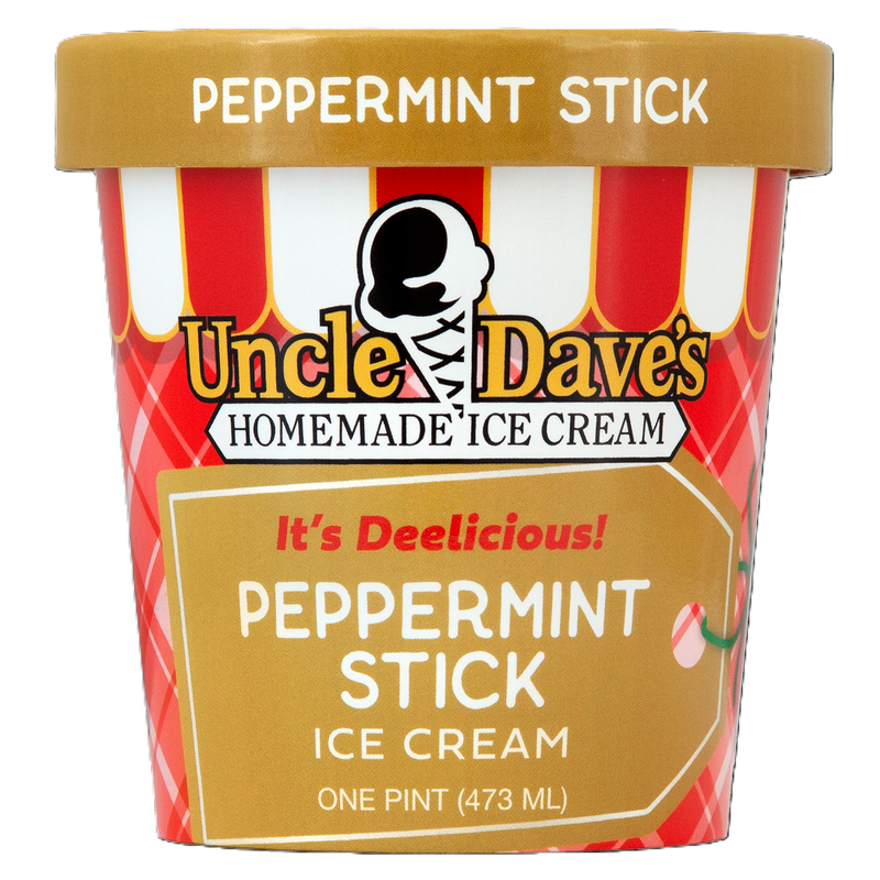 Uncle Dave's Super Premium Peppermint Stick Ice Cream Pint 