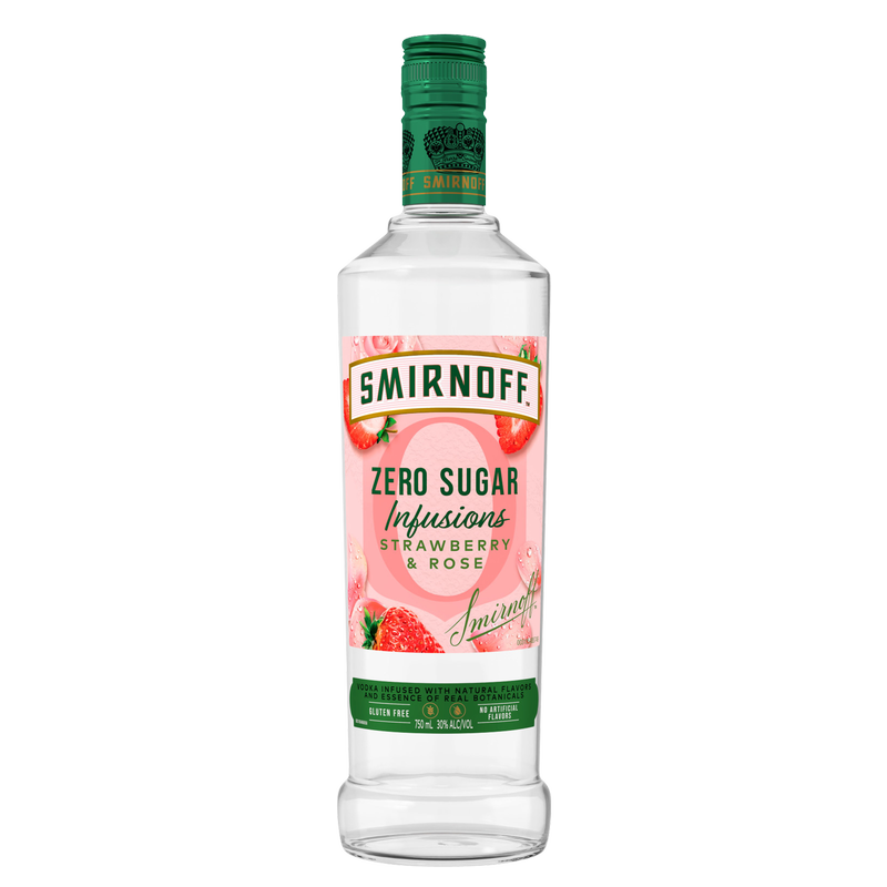 Smirnoff Zero Sugar Infusions Strawberry & Rose Vodka 750ml (60 proof)