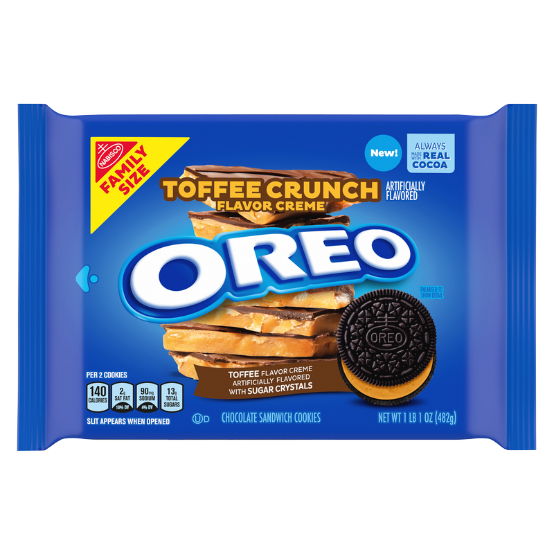 Oreo Toffee Crunch Creme Chocolate Sandwich Cookies Family Size 17oz