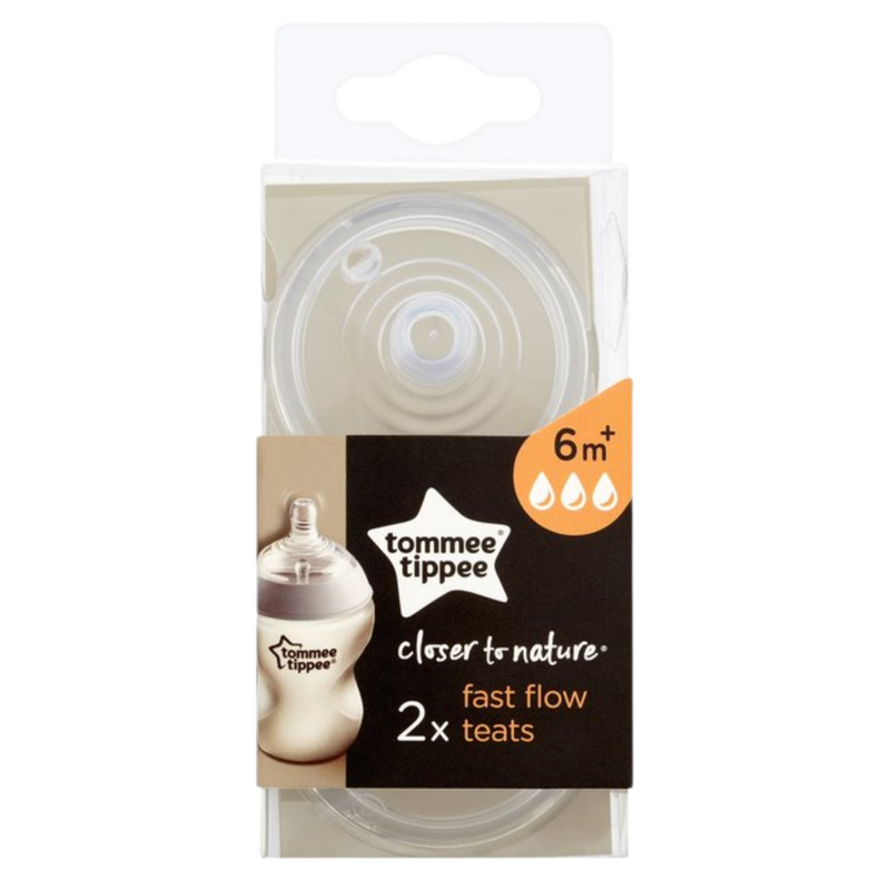 Tommee Tippee Closer To Nature Fast Flow Easi-Vent Teats, 2pcs