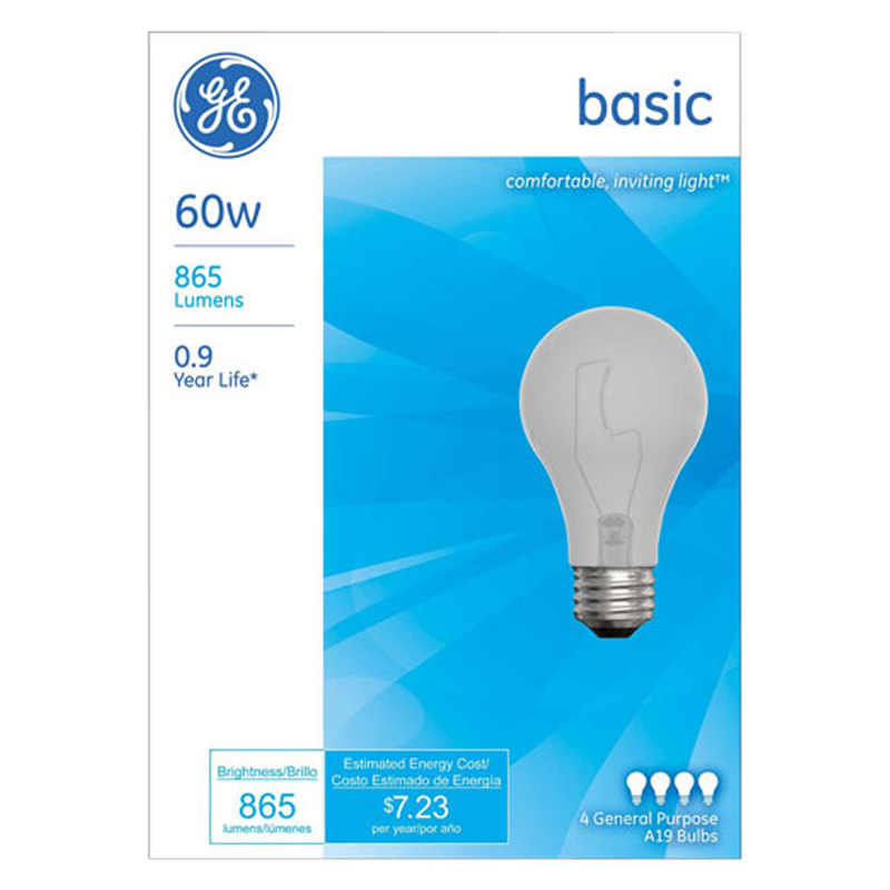 GE 60W Basic Light Bulbs 4pk