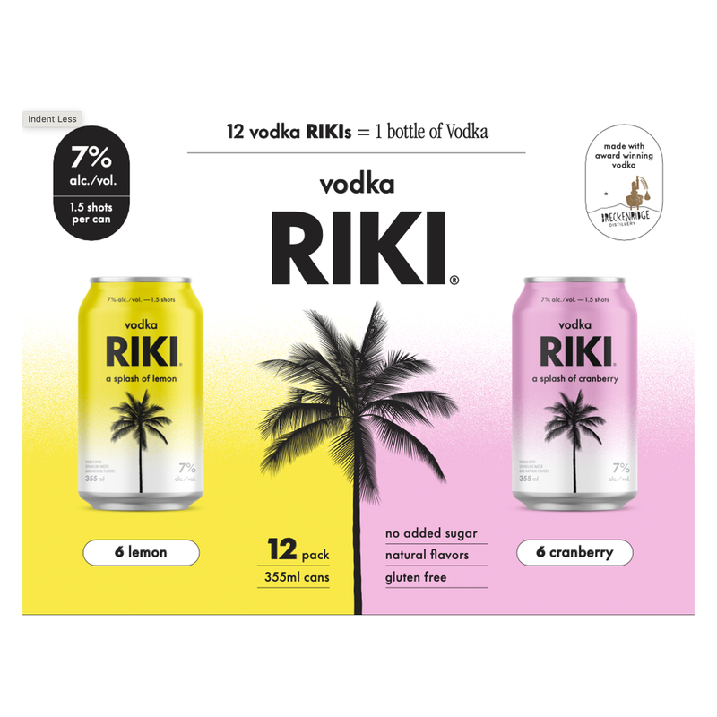 RIKI Vodka Lemon & Cranberry 12pk 12oz (14 Proof)
