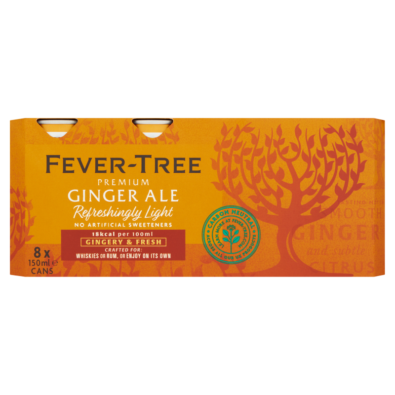 Fever Tree Refreshingly Light Ginger Ale, 8 x 150ml