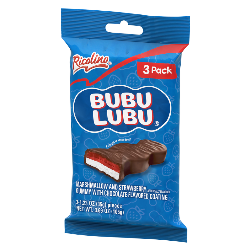 Ricolino Bubulubu Chocolate Strawberry Marshmallow Bar 3ct