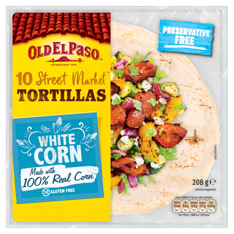 Old El Paso 10 Street Market White Corn Tortillas, 208g
