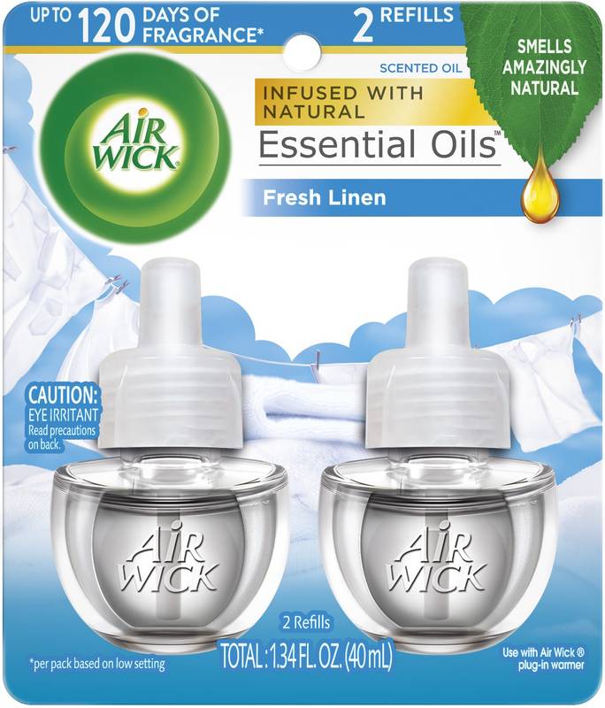 Air Wick Essential Oils Fresh Linen Scented Oil Twin Refill .67oz