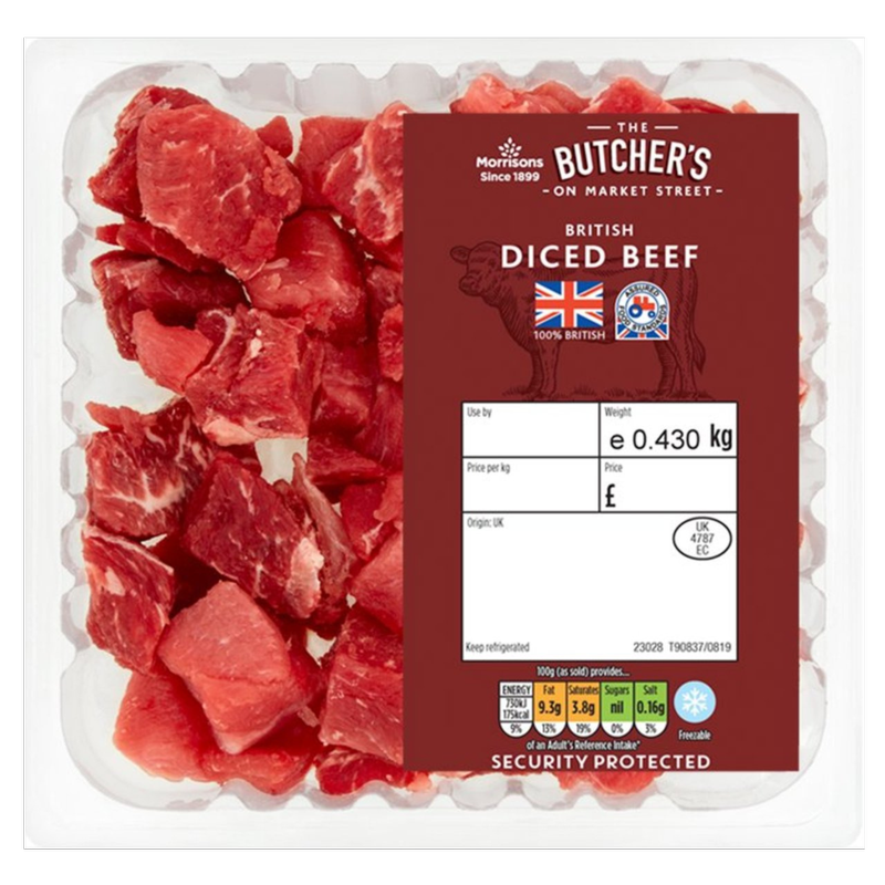 Morrisons British Diced Beef, 430g