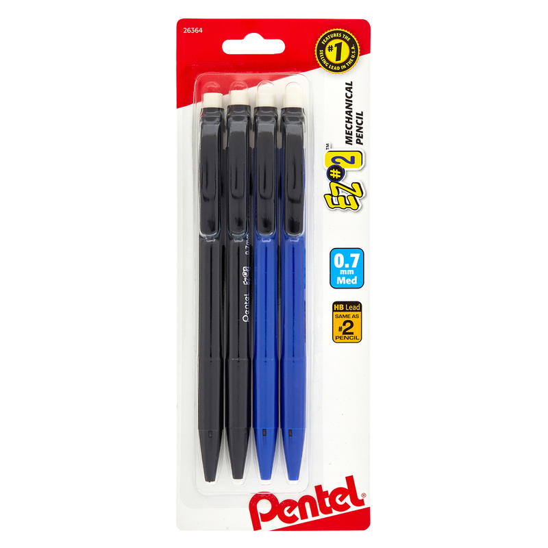 Pentel Mechanical Pencils with Eraser 4ct