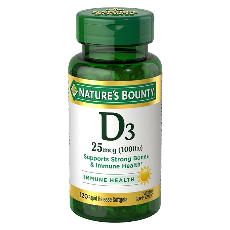 Nature's Bounty Vitamin D3 25 mcg (1000 IU) Softgels 120ct