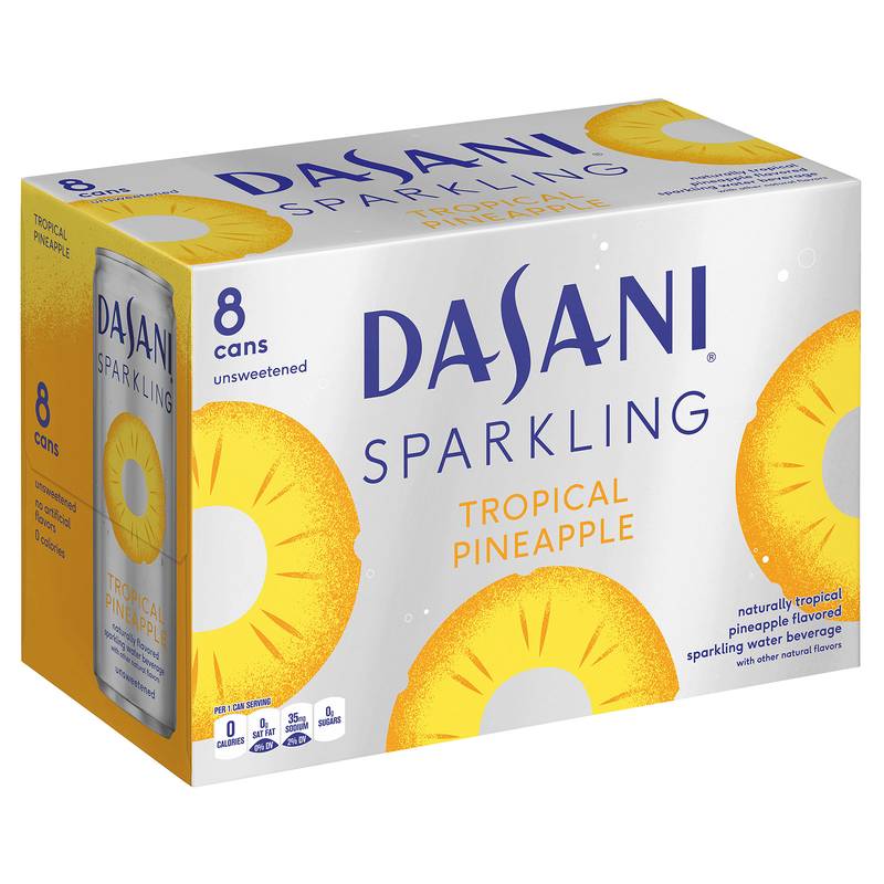 Dasani Tropical Pineapple Sparkling Water 8pk 12oz Can