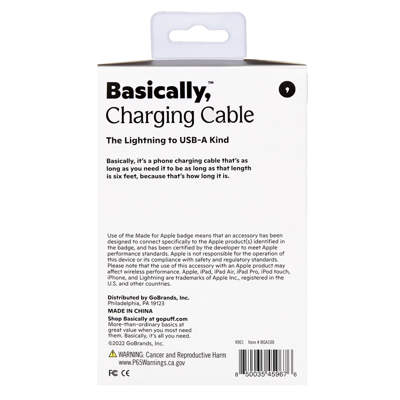 Basically, 6' Lightning to USB-A Charging Cable