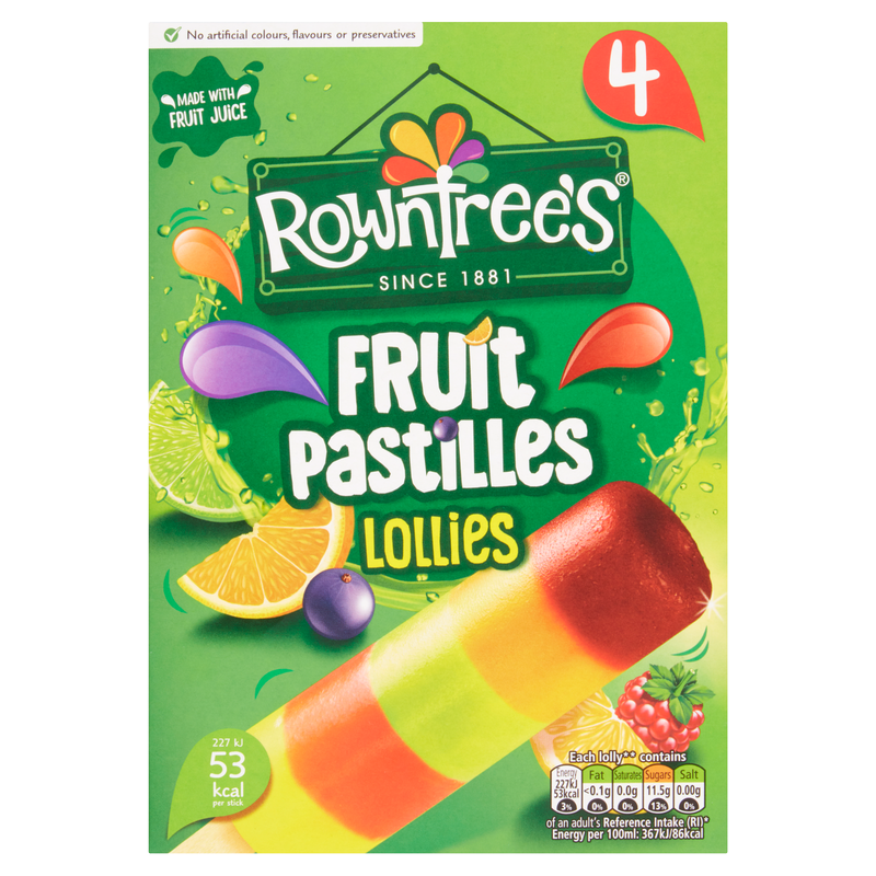 Rowntree's Fruit Pastilles Lollies, 4 x 65ml