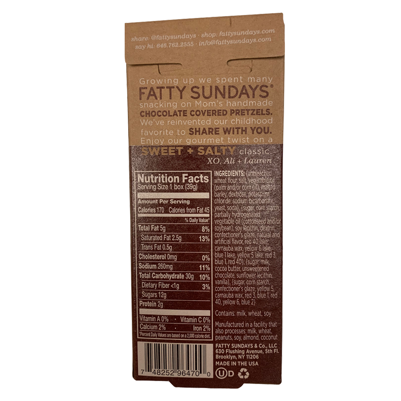 Fatty Sundays Sprinkle Chocolate Covered Pretzels 3ct box 1.38oz