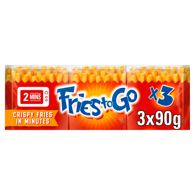 Fries To Go Microwave Fries, 3 x 90g