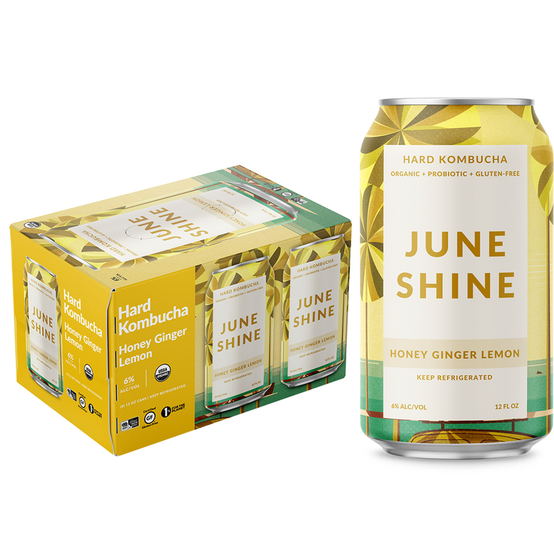 JuneShine Honey Ginger Lemon Hard Kombucha 6pk 12oz Can 6.0% ABV