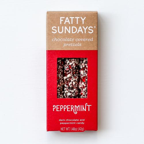Fatty Sundays Peppermint Chocolate Covered Pretzels 3ct box 1.48oz