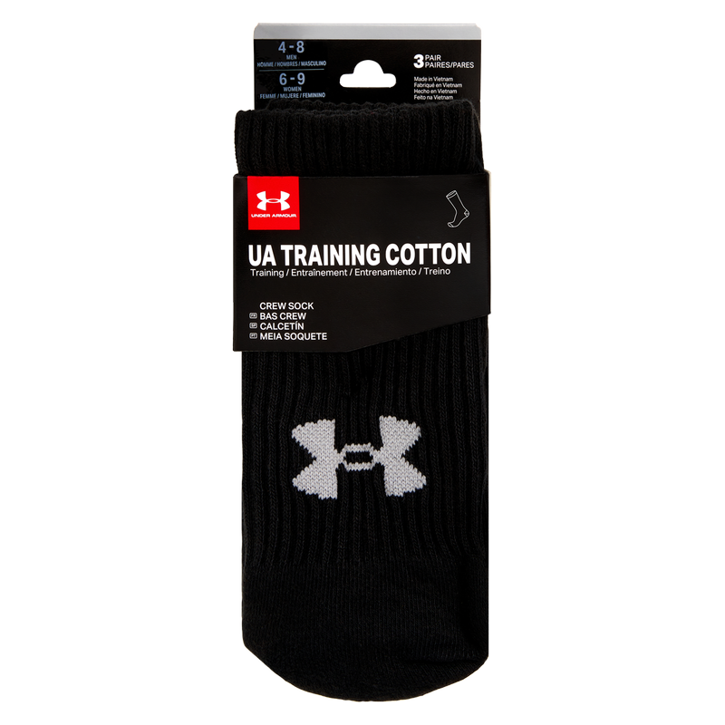 Under Armor Adult Training Cotton Crew Socks Black 3pk Medium