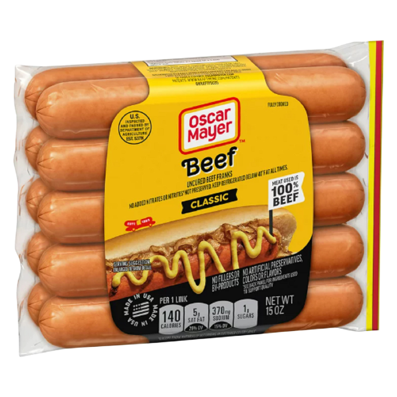 Oscar Mayer Classic Beef Uncured Franks Hot Dogs 10ct/15oz Grocery