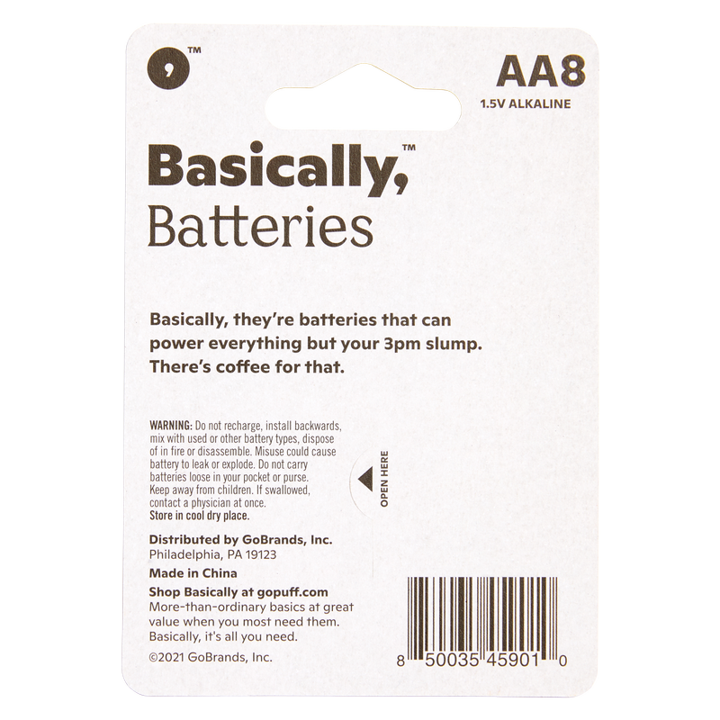 Basically, 8ct AA Alkaline Batteries (Pack of 2)