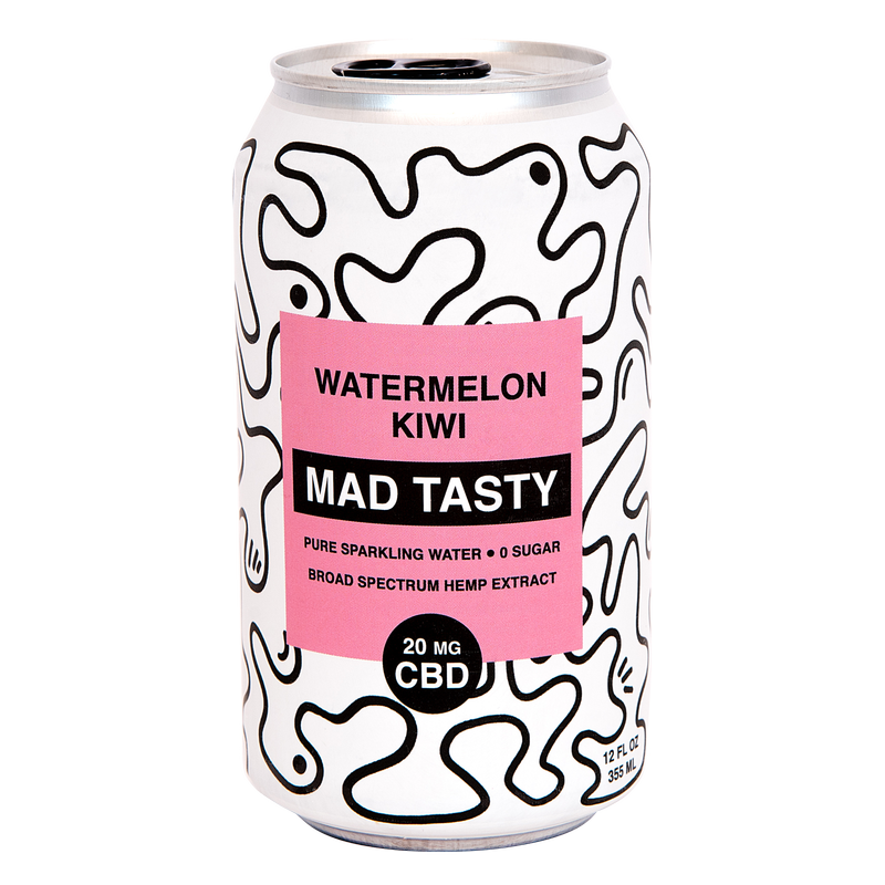 Mad Tasty Watermelon Kiwi CBD Sparkling Water 12oz can 20mg