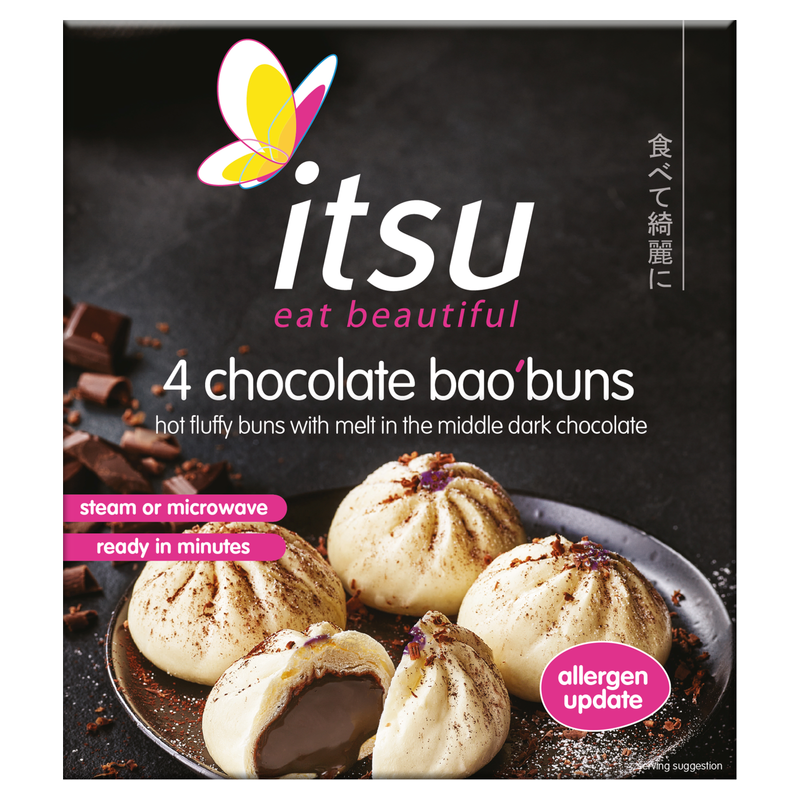 Itsu Chocolate Bao Buns, 180g Frozen fast delivery by App or Online