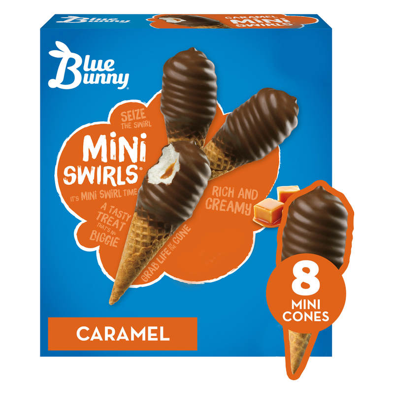 Blue Bunny Caramel Mini Swirls Dipped Cones 8ct
