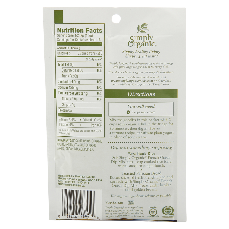 Simply Organic French Onion Dip Mix 1.1 oz.