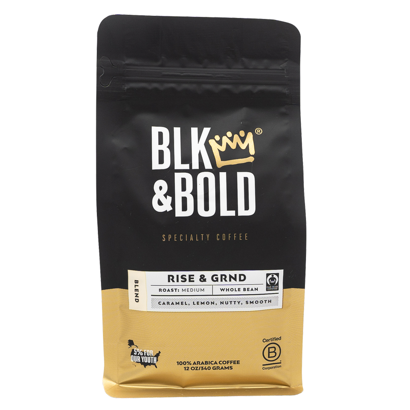 BLK & Bold Rise & GRND Coffee Blend Medium Roast Whole Bean 12oz