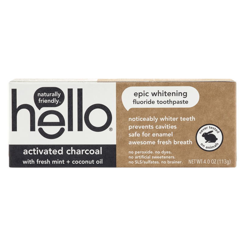 Hello Activated Charcoal Whitening Fluoride Toothpaste 4oz